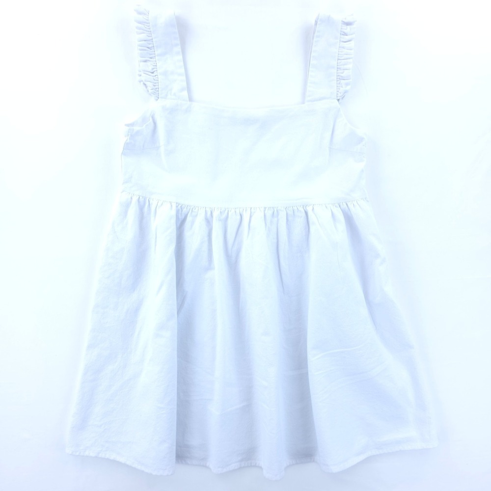 Nasty Gal Women Mini Dress Babydoll Sz 8 White Ruffle Strap Square Neck Sundress - Picture 7 of 9